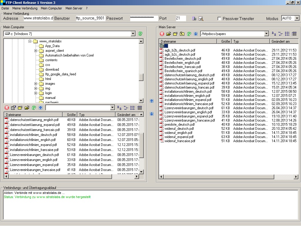 Screenshot vom Programm: FTP Client